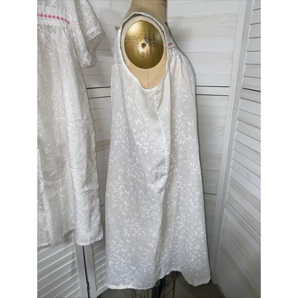 VTG 2 Piece Night Gown Robe Duster Dressing Gown Lace Cotton Cottage Set Sz XL - Picture 5 of 12